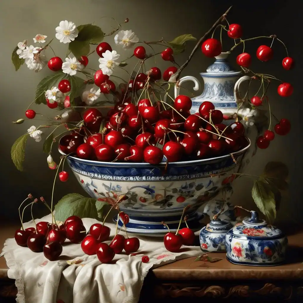 Still life, bowl of cherries – Aleksandra Ekster